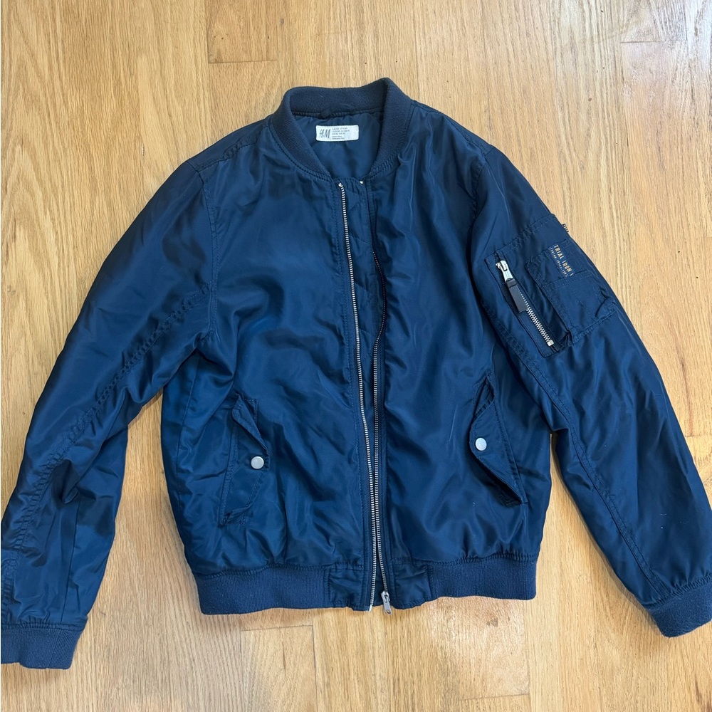 H&M Blue Boys Flight Bomber Jacket Boys 11-12